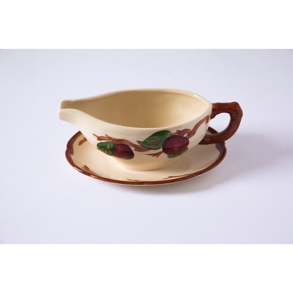 Vintage Franciscan Apple Gravy Boat with Attached Underplate USA circa 1966 TV